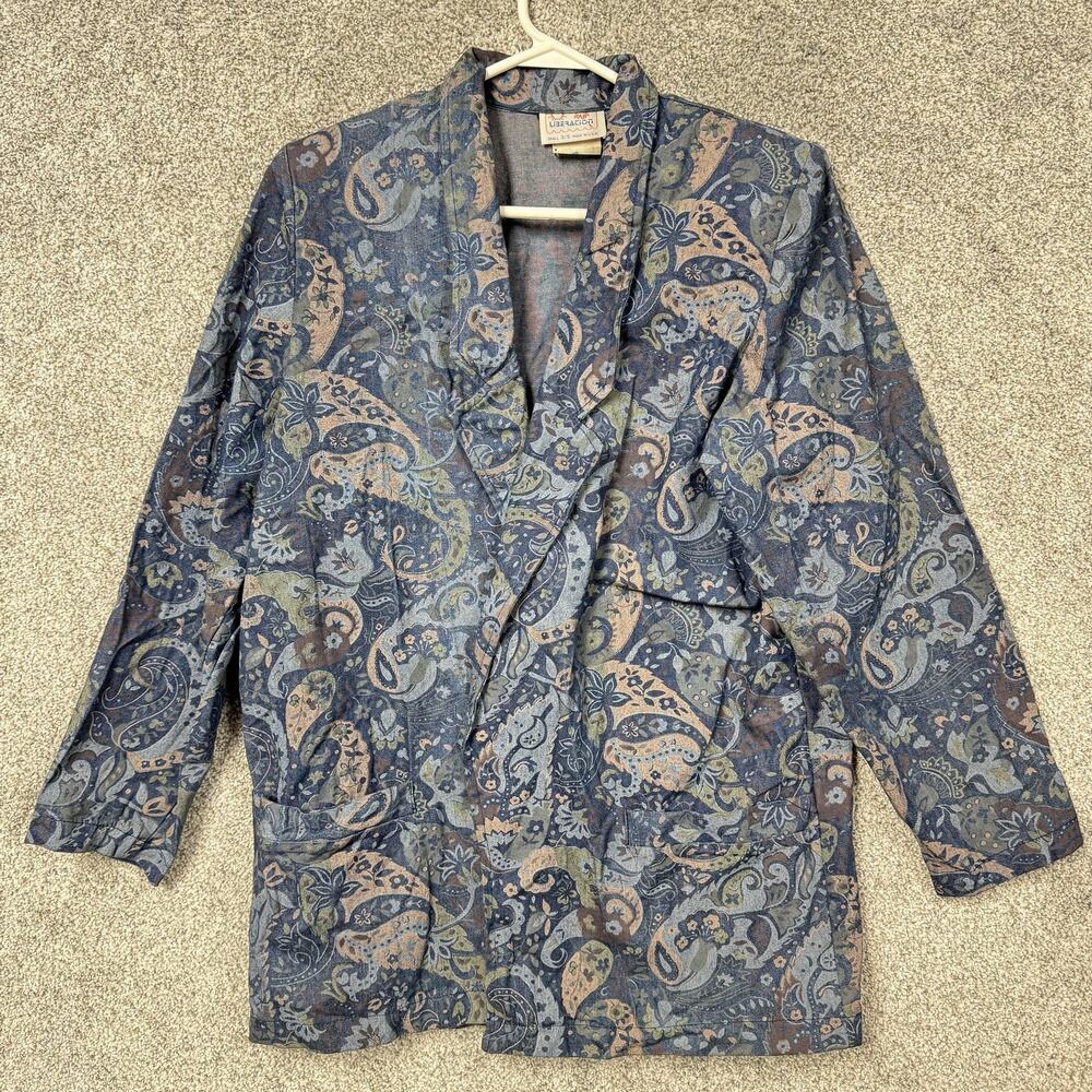 Vintage Liberation Kimono Blazer Juniors Small Paisley Denim Artsy Academia Boho